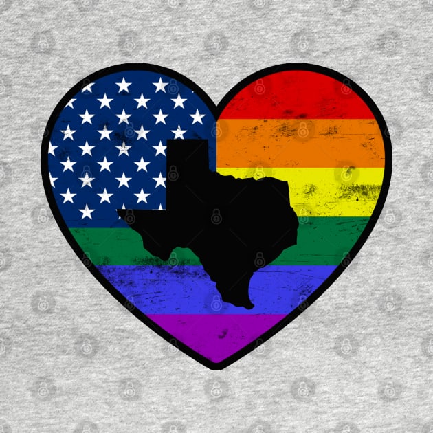 Texas United States Gay Pride Flag Heart by TextTees